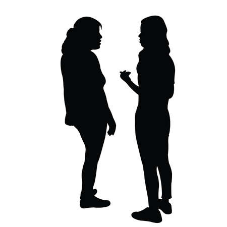 two women making chat, silhouette vectorのイラスト素材