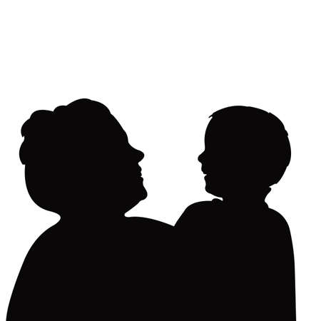 mother and baby head, silhouette vectorのイラスト素材
