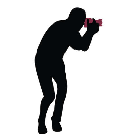 a man taking phootgraph, silhouette vector