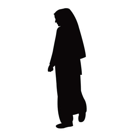 a woman with chador, silhouette vectorのイラスト素材