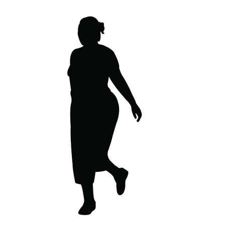 a fat woman body silhouette vectorのイラスト素材