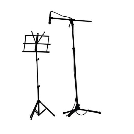 a microphone and music stand, silhouette vectorのイラスト素材