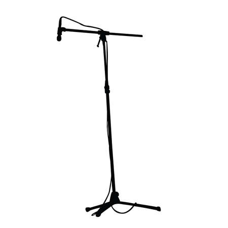 a microphone at stand, silhouette vectorのイラスト素材