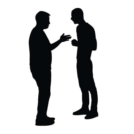 two men making chat, silhouette vectorのイラスト素材