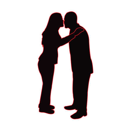 a couple kissing each other, silhouette vectorのイラスト素材