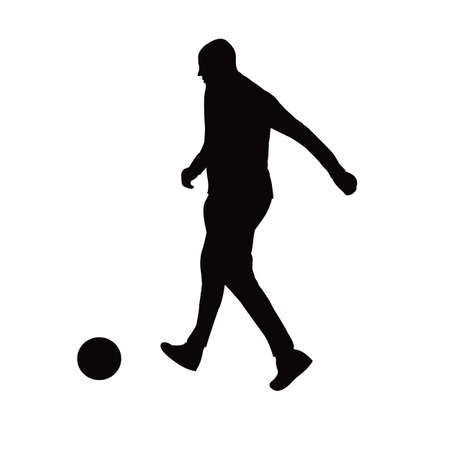 a man playing football silhouette vectorのイラスト素材