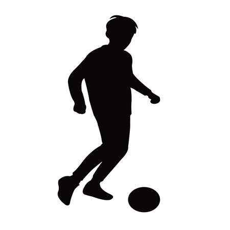 a boy playing football silhouette vectorのイラスト素材