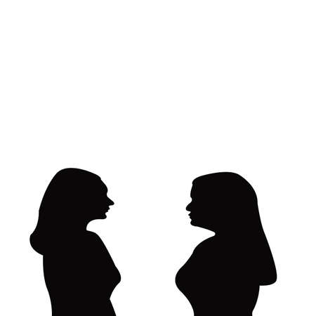 two women heads making chat silhouette vectorのイラスト素材