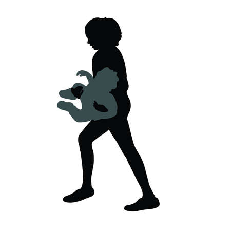 woman holding the baby silhouette vectorのイラスト素材