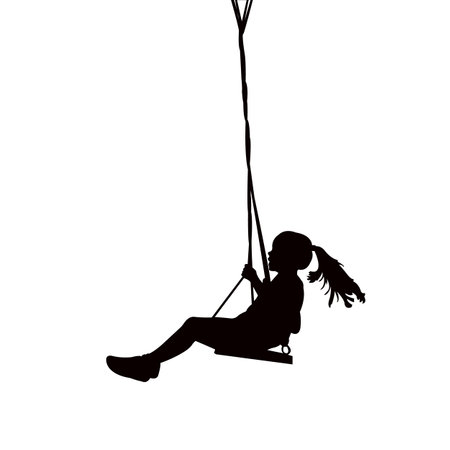 a girl swinging body silhouette vectorのイラスト素材