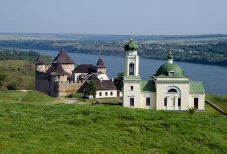 Medieval fortress with towers and defensive walls in  the Hotyn Chernivtsi region Ukraine