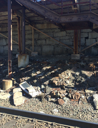 Morning at a commuter rail stationの写真素材