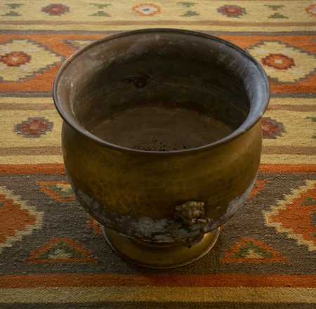 Lion-Handled Urn on Native American Rugの写真素材