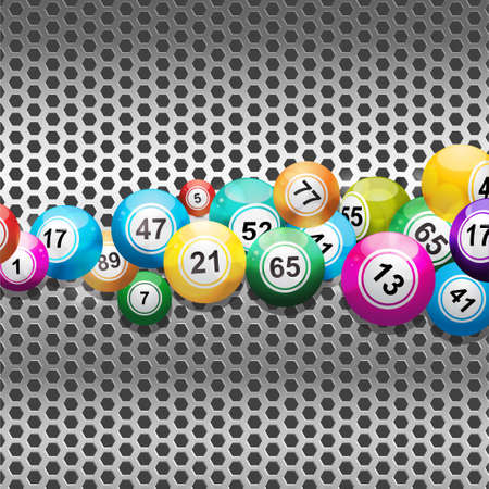Bingo Balls on a Silver 3D Metallic Backgroundのイラスト素材