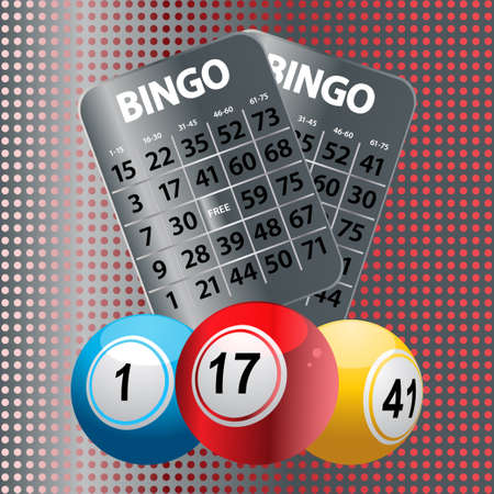 Bingo Balls with Metallic Bingo Cardsのイラスト素材