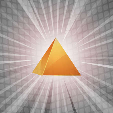 3D Golden Pyramid on a White and Gray Abstract Backgroundのイラスト素材