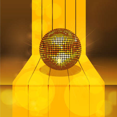 Gold Disco Ball on 3D Golden Stepのイラスト素材