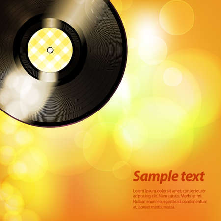 Summer Yellow Background with Vinyl Record and Sample Textのイラスト素材