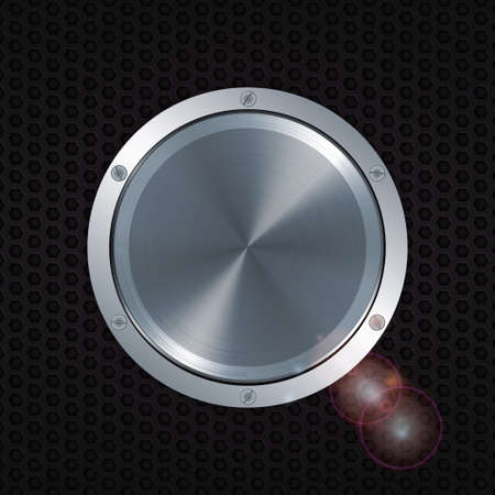 3D Metallic Button with Screws Over a Honeycomb Metal Glowing Backgroundのイラスト素材