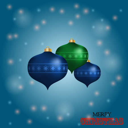 Christmas Baubles and Text Over Blue Glowing Backgroundのイラスト素材
