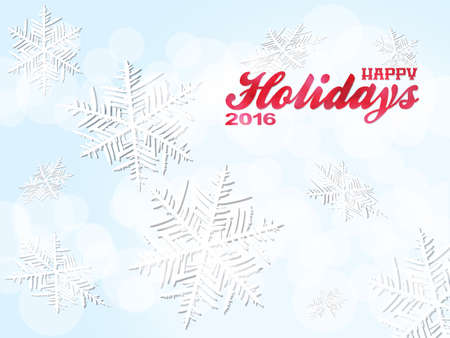 Happy Holiday 2016 Text Over Light Blue Background with Snowflakesのイラスト素材