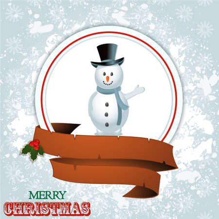 White Christmas Border with Snowman Text and Aged Banner Backgroundのイラスト素材