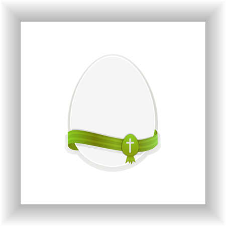 White Easter Egg with Ribbon and Cross Over White Panelのイラスト素材