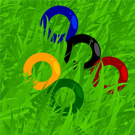 Rings Over Green Grass Backgroundのイラスト素材