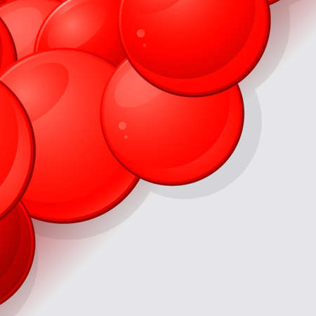 Red Glossy 3D Spheres Over Grey Background