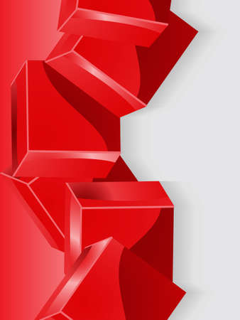Glossy Geometric 3D Red Cubes Over Grey Scale Portrait Backgroundのイラスト素材