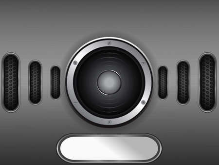 Loudspeaker Over Brushed Metallic Plate with Label in Metallic Frame For Your Messagesのイラスト素材
