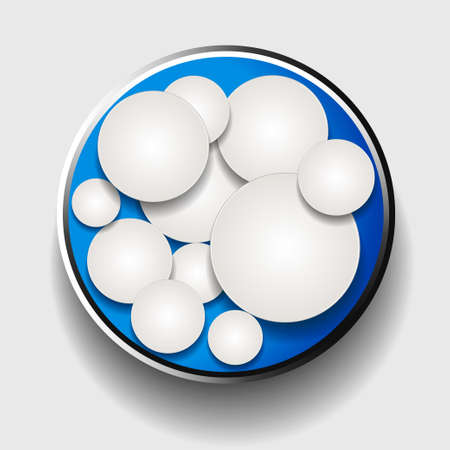 White 3D Circle with Shadows in a Blue Border Over White Backgroundのイラスト素材