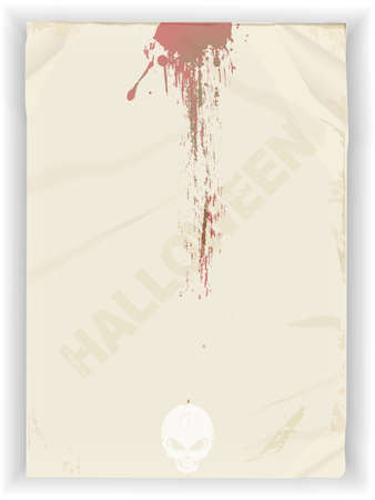Grunge Paper Sheet and Shadow with Blood Skull and Halloween Textのイラスト素材