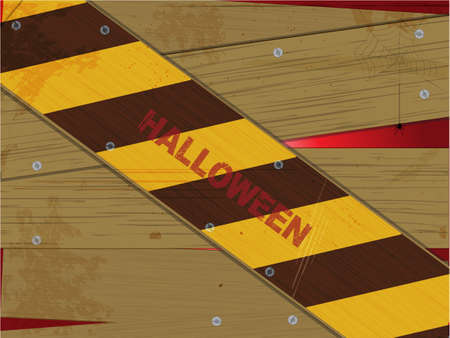 Halloween Timbers Grunge Background with Screws and Yellow and Brown Stripesのイラスト素材