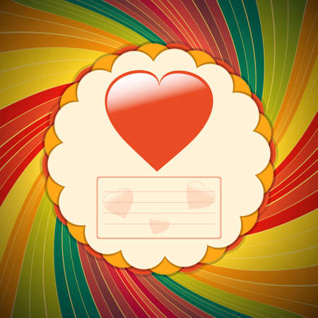 Valentine Paper Card with Heart and Copy Space for Messages Over Vintage Swirl Backgroundのイラスト素材