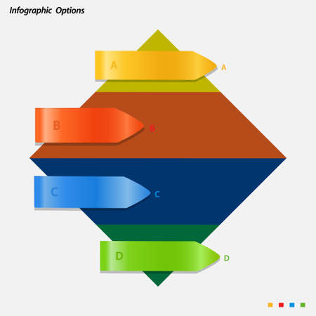 Blank Info Graphic with Multicoloured Arrows Over Rhombus on Whiteのイラスト素材