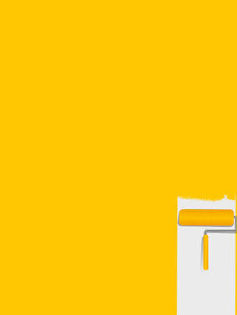 Yellow painted portrait background with paint rollerのイラスト素材