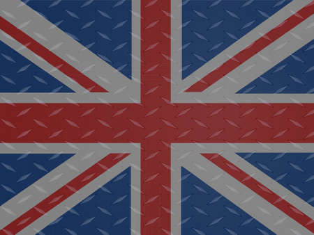 United Kingdom Union Jack Flag Over Metallic Diamond Plateのイラスト素材