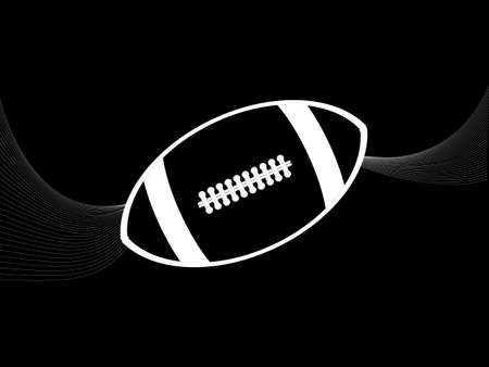 White Silhouette of a Rugby American Football with Waves Over Black Backgroundのイラスト素材