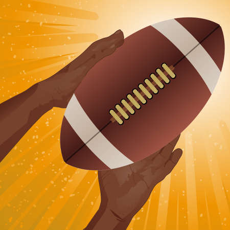 Hands Catching American Football Rugby Ball with Detailsのイラスト素材