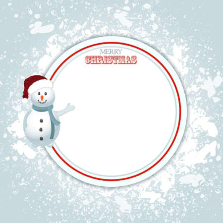 Christmas Festive Blank Border Copy Space with Snowman in Santa Hat and Decorative Textのイラスト素材