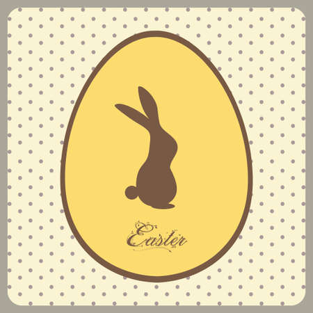 Vintage Easter Egg with Bunny and Decorative Text Over Vintage Background with Dotsのイラスト素材