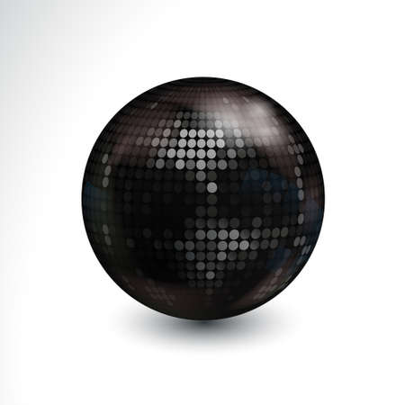 3D Illustration Of Black Disco Ball with Light Spots and Shadow Over White Backgroundのイラスト素材