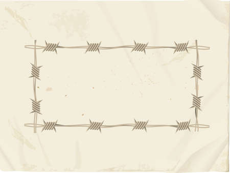 Vintage Grunge Paper Sheet With Barbwire Border Copy Space For Your Messagesのイラスト素材