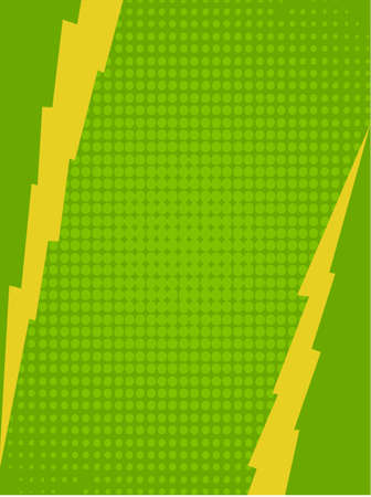 Cartoons Comics Style Blank Copy Space in Green With Yellow Lightning And Dotsのイラスト素材