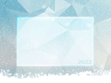 Winter Ice And Snow Background With Copy Space Area And 2022 In Number Textのイラスト素材