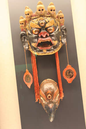 Shanghai Museaum, China, mask on displayの写真素材