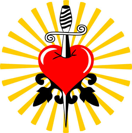 Broken tattoo heart のイラスト素材