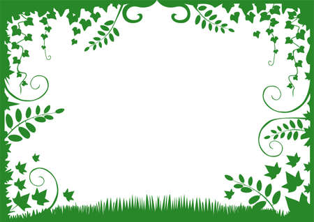 Green vector floral frameのイラスト素材