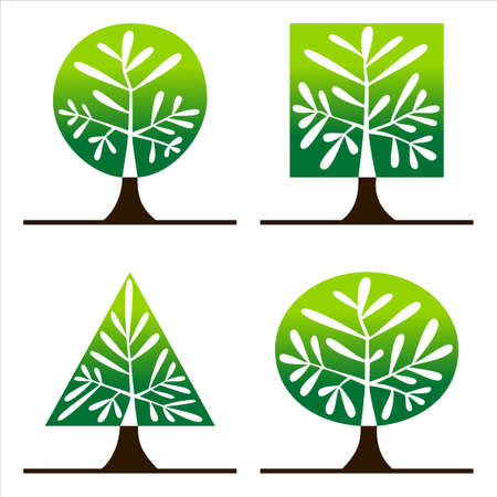 Spring trees on the white backgroundのイラスト素材